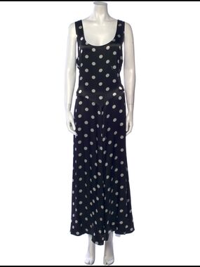 Ganni Black Maxi Dress with White Polka Dots